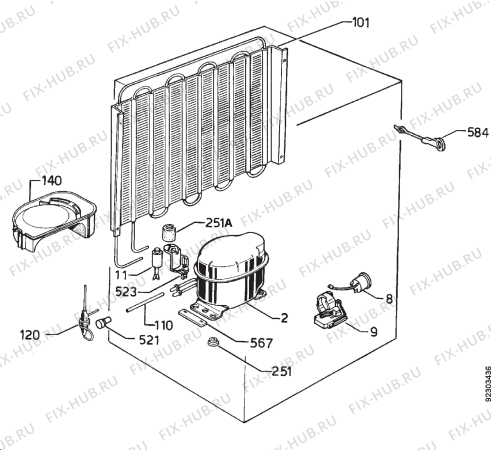 Взрыв-схема холодильника Zanussi ZFC1503S - Схема узла Cooling system 017